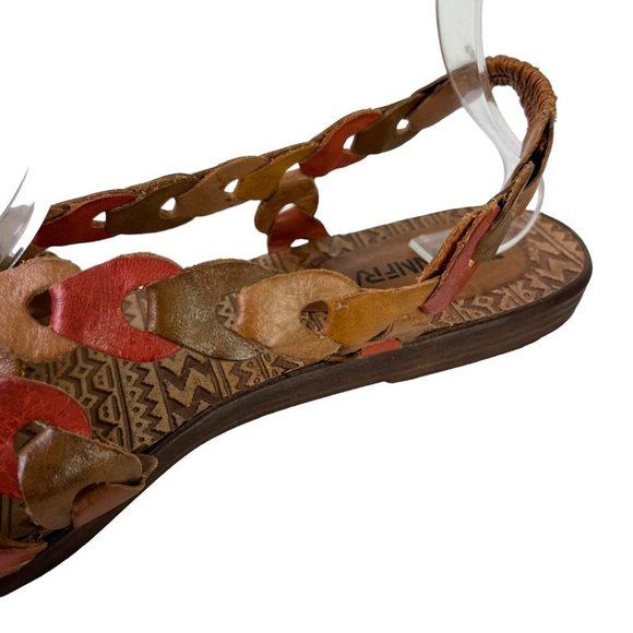 Mainframe Main Frame Women's 30137 Link Boho Peep Toe Genuine Leather Flats 9 M - Picture 10 of 16